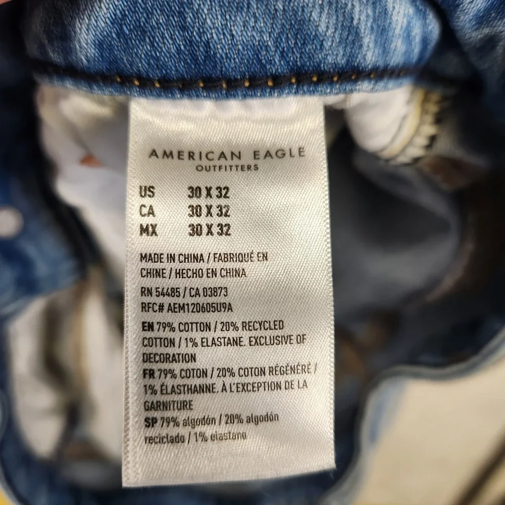 American Eagle‎ Outfitters Mens Distressed Blue Skinny Jeans Size 30x32
